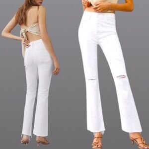 MOTHER THE TRIPPER HIGH-RISE ANKLE FRAY  CRISP WHITE JEANS |  28